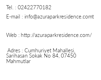 Azura Park Residence iletiim bilgileri